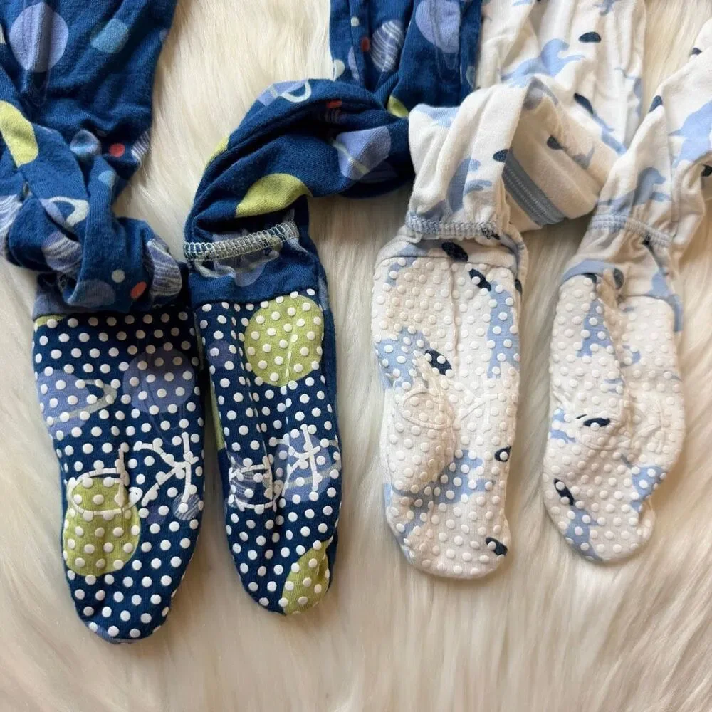 Kickee Pants Print Footie Twilight Planets 12-18 Months & Natural Frisbee Labs 1